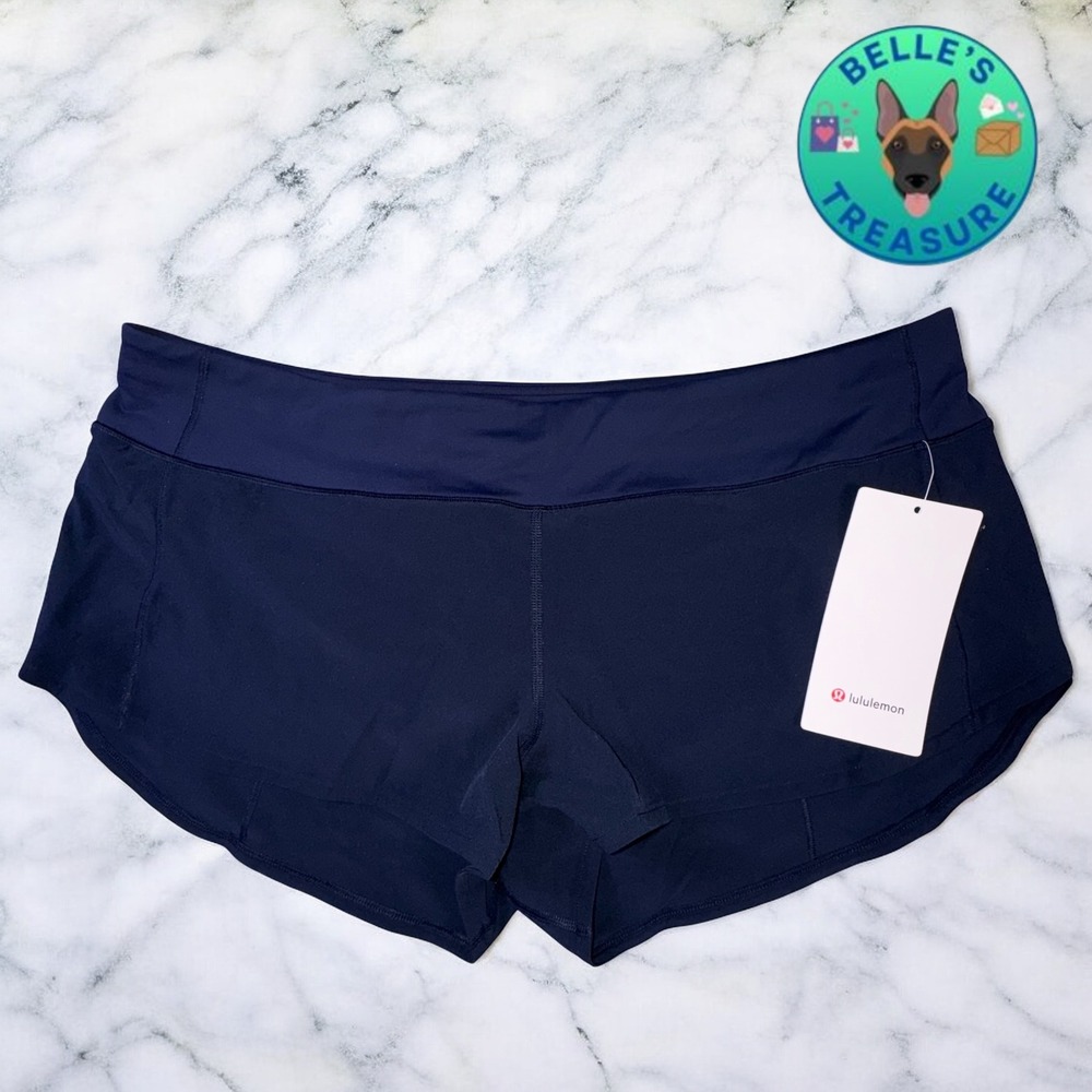 Lululemon Speed Up Lined Shorts Low Rise 2.5" Navy Blue Womens 12 NWT Gym Summer